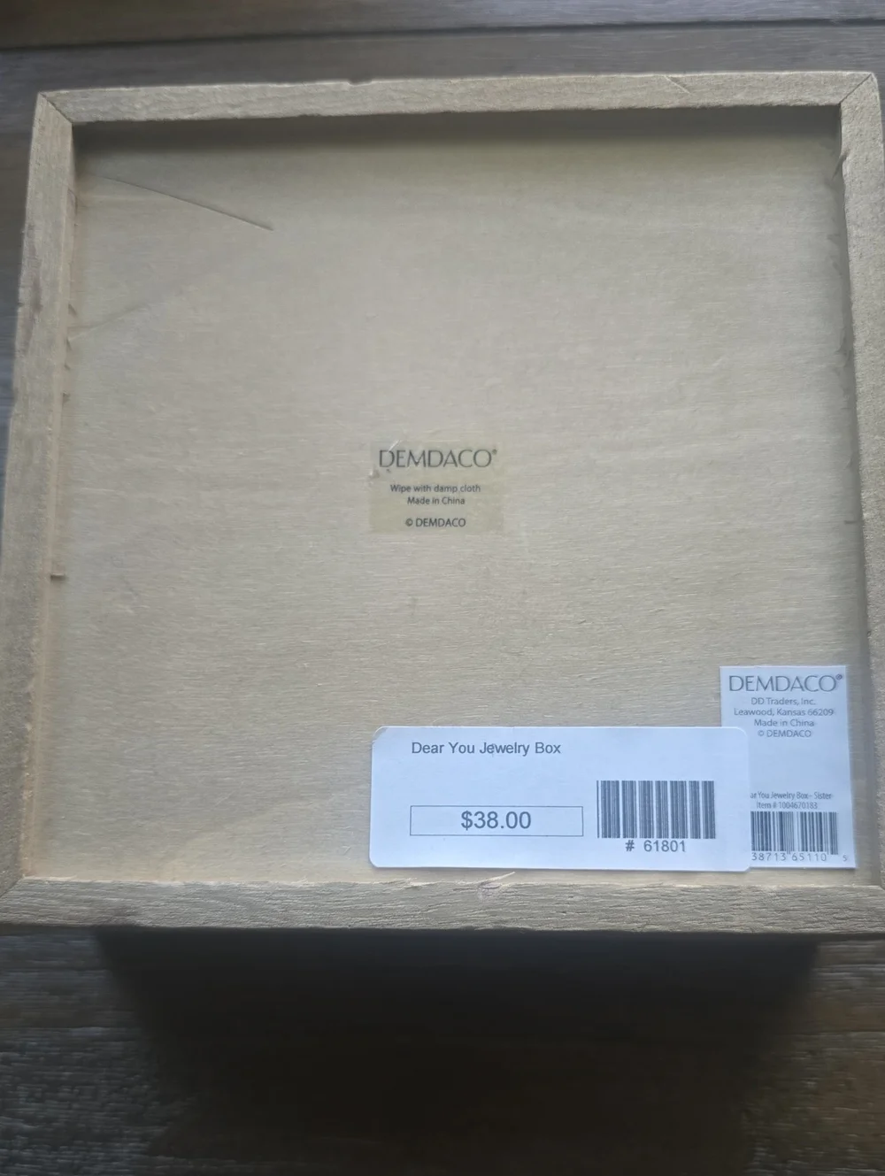 Demdaco Natural Wood Tone Jewelry Box - Light Beige Finish